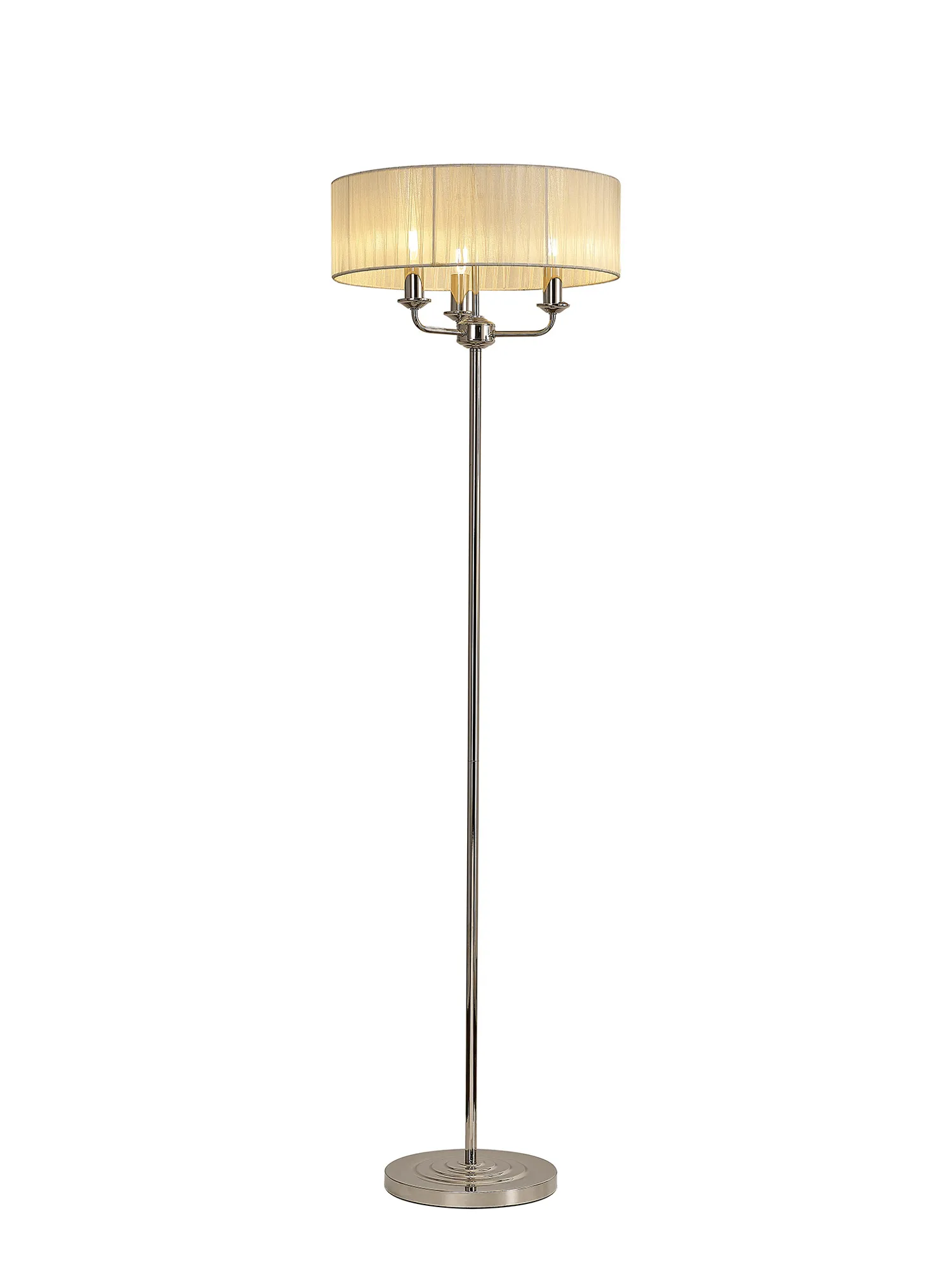 Banyan 45cm 3 Light Floor Lamp Polished Nickel, Cream